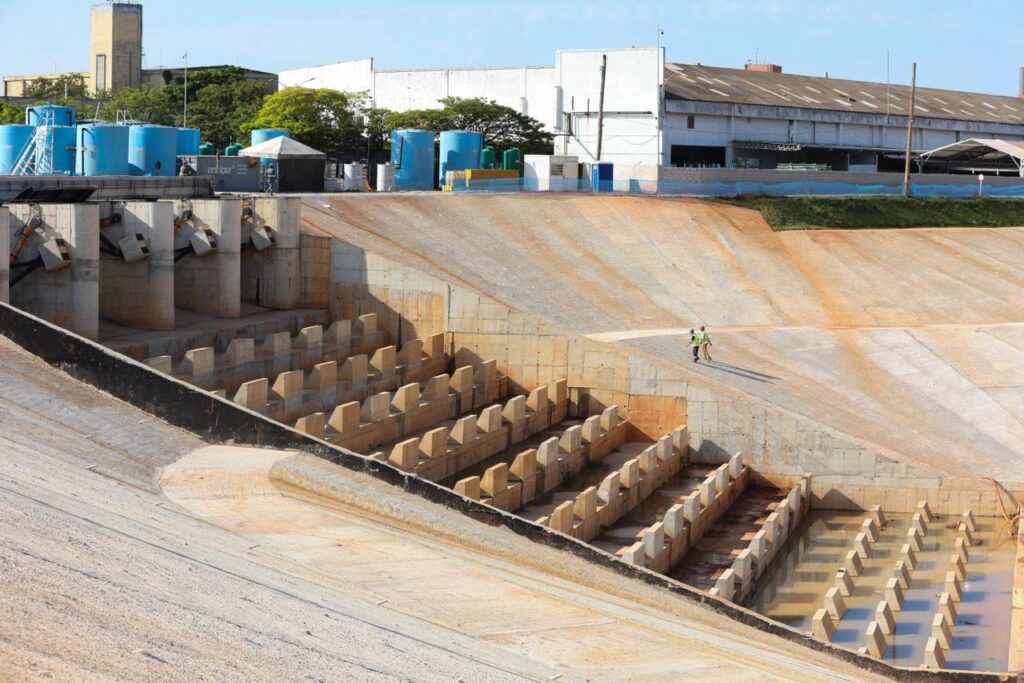Crédito: O piscinão Jaboticabal, que atende as cidades de São Bernardo do Campo e São Caetano do Sul. Foto: Divulgação/Governo de SP